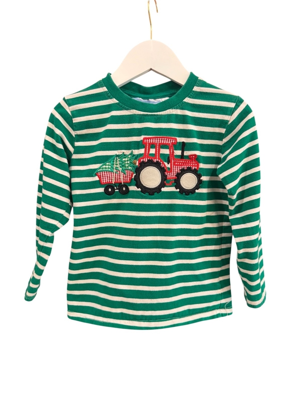 Trotter Street Kids green-and-white striped long-sleeve tee